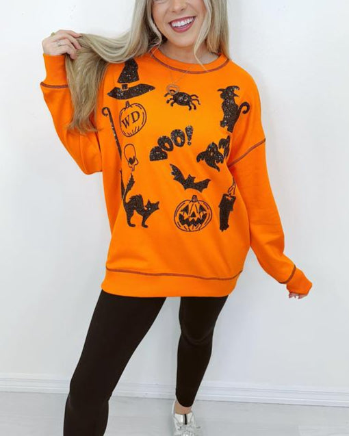 Sparkly Spells Sweatshirt-orange
