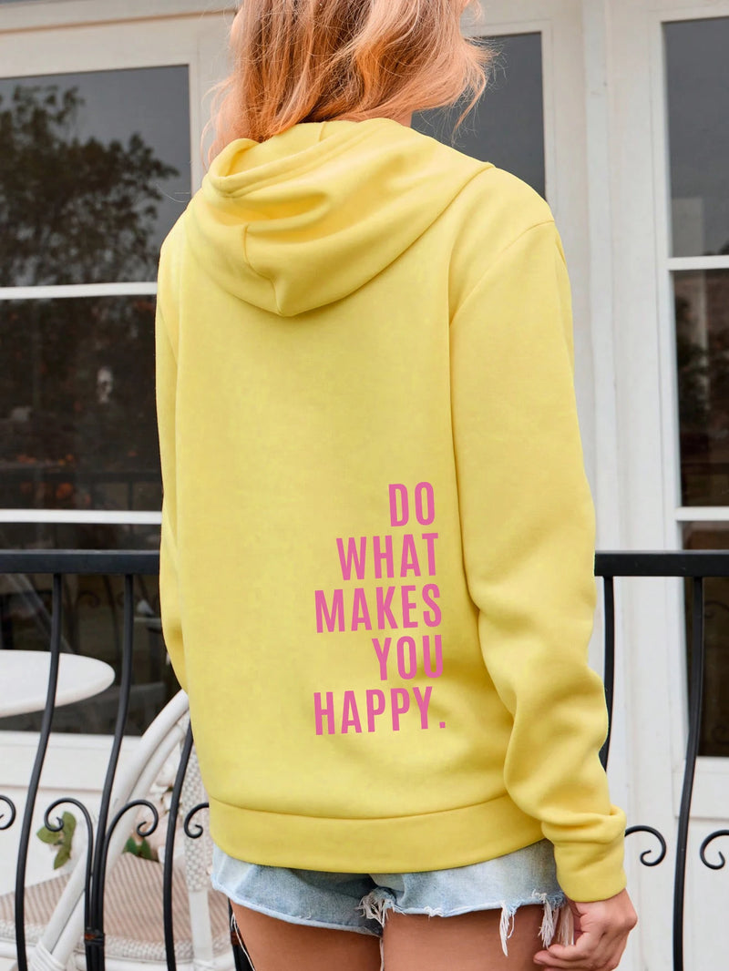 Do What Makes You Happy Pink Letter Clothing Personality Street Sweatshirt All-match Woman Hip Hop Hoodies
