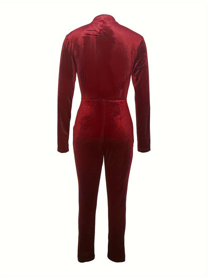 Long Sleeve Zip Up Jumpsuit Yr0875