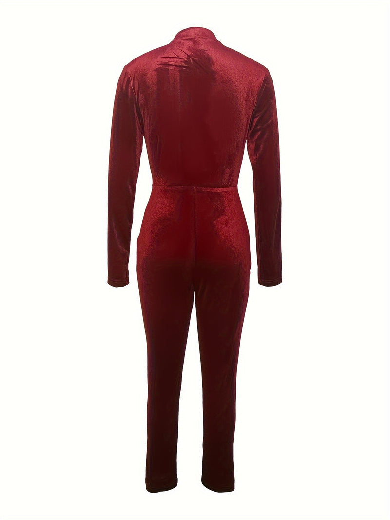 Long Sleeve Zip Up Jumpsuit Yr0875