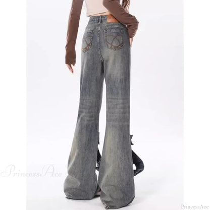 Flare Jeans Bow Patchwork Pants
