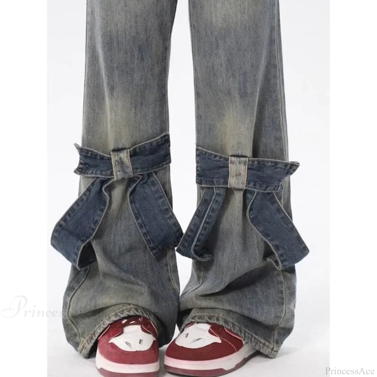 Flare Jeans Bow Patchwork Pants