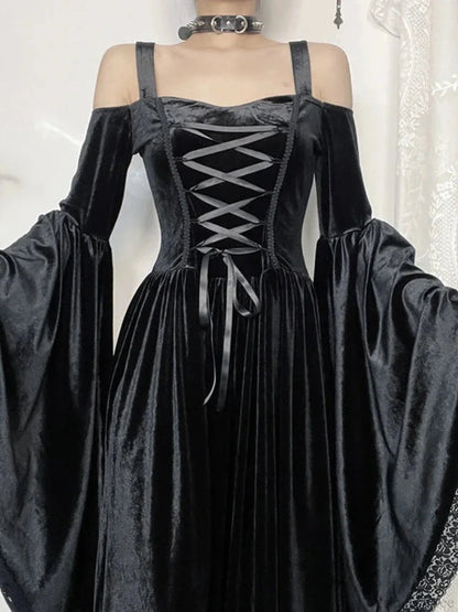 Flare Sleeve Tall Waist Bandage Maxi Dress