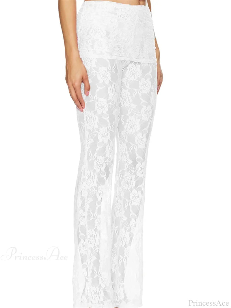 Flared Leg Lace See-through Bootcut Pant
