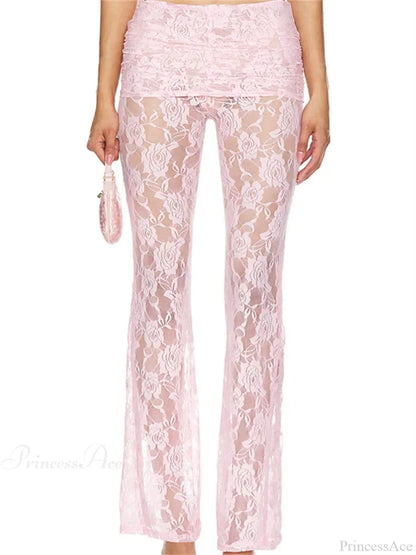 Flared Leg Lace See-through Bootcut Pant
