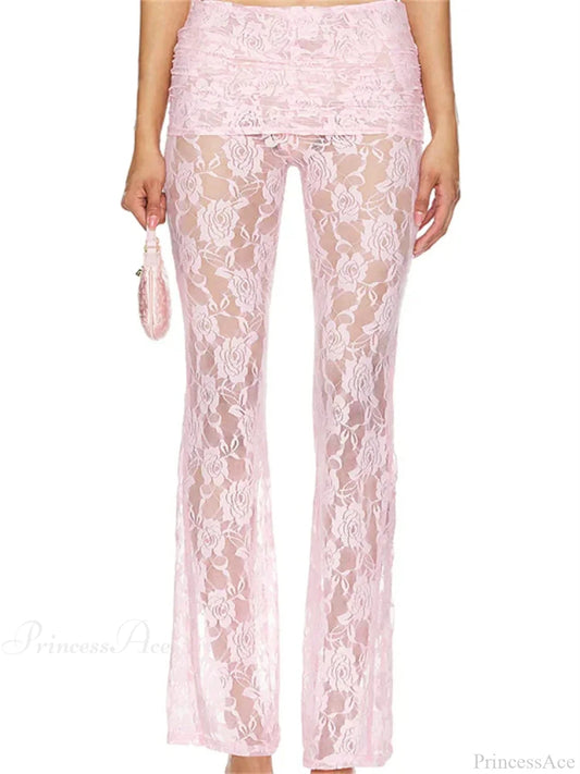 Flared Leg Lace See-through Bootcut Pant
