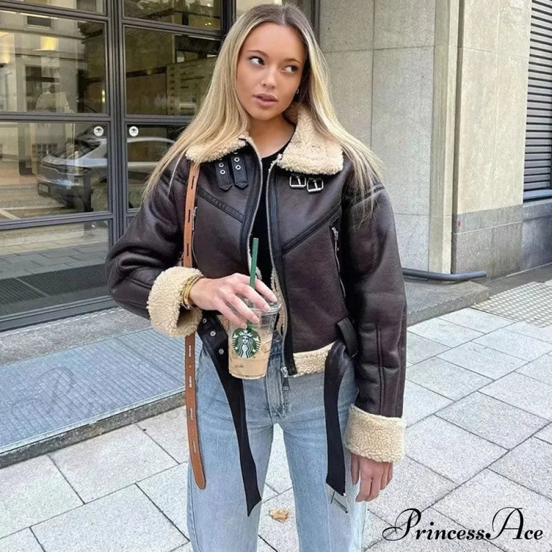 Fleece Graceful Pockets Lapel Coat