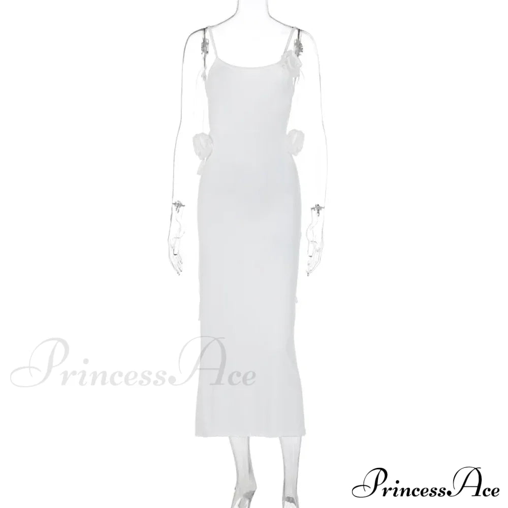 Applique Bandage Sleeveless Summer Vestido Midi Dress
