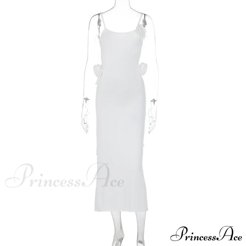 Applique Bandage Sleeveless Summer Vestido Midi Dress