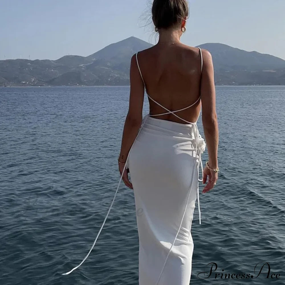 Applique Bandage Sleeveless Summer Vestido Midi Dress