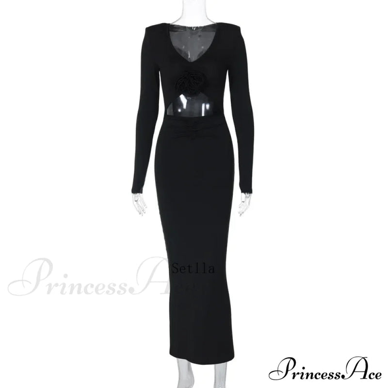 Applique Long Maxi Dress