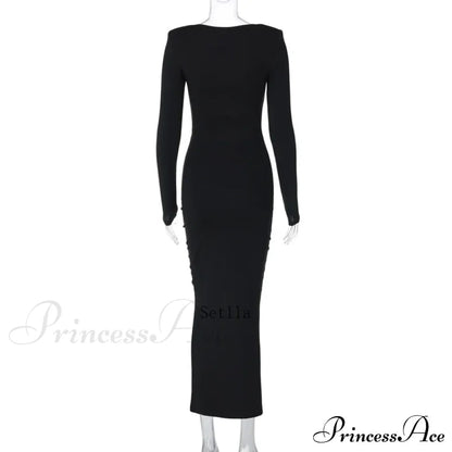 Florale Cut Out Long for Long Sleeve Midi Dress