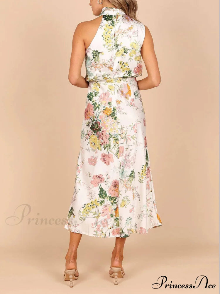 Halter Neck Charming Elastic Waist Maxi Dress