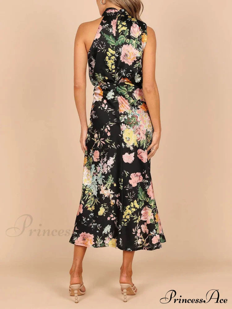 Halter Neck Charming Elastic Waist Maxi Dress