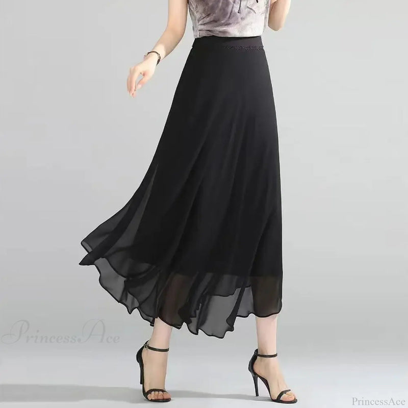 High Waist Patchwork Chiffon Beach Skirt