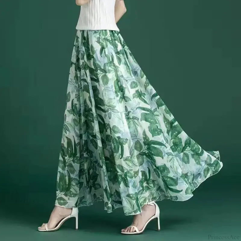 High Waist Patchwork Chiffon Beach Skirt