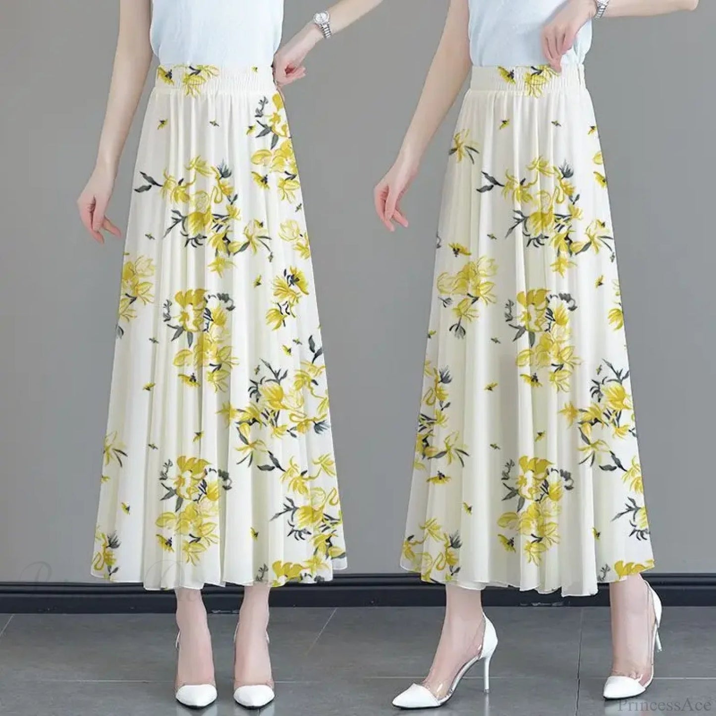 High Waist Patchwork Chiffon Beach Skirt