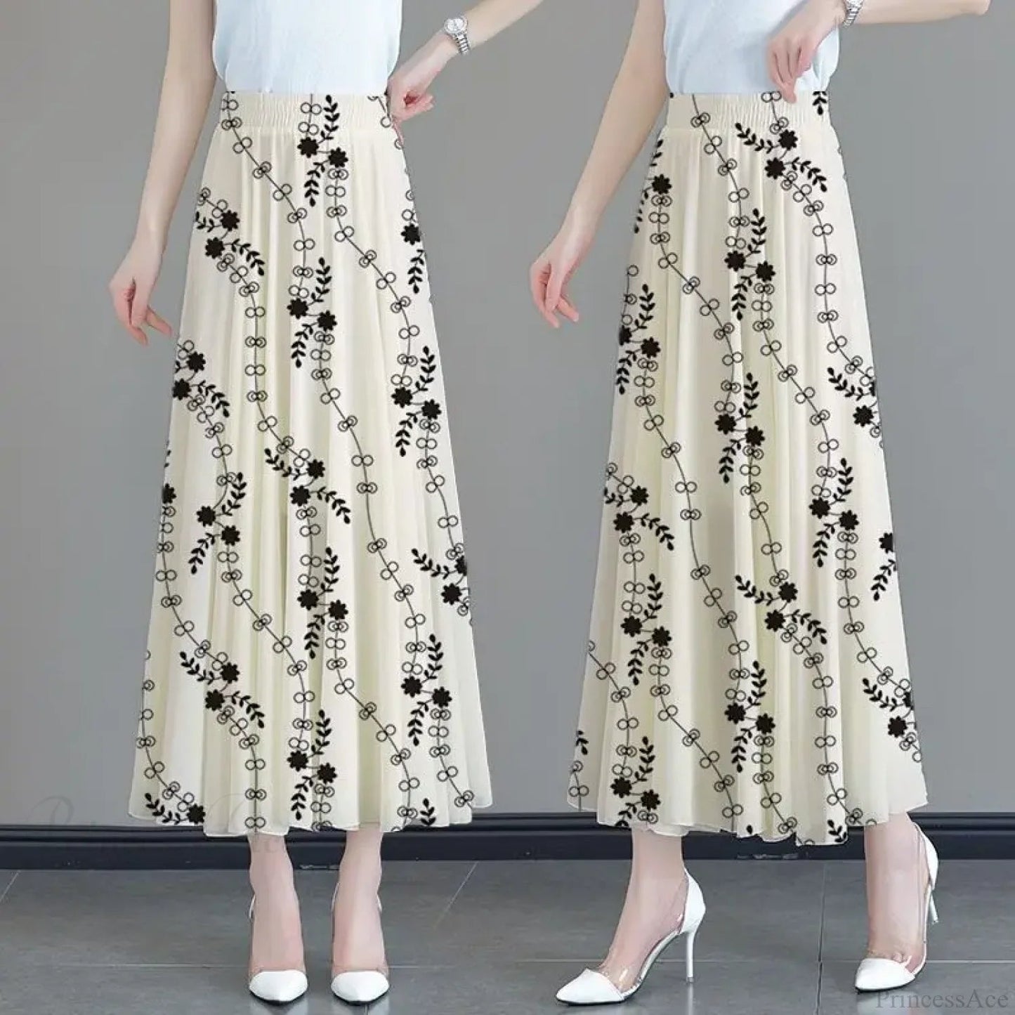 High Waist Patchwork Chiffon Beach Skirt