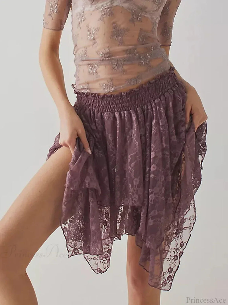 Lace Irregular Hem Skirt