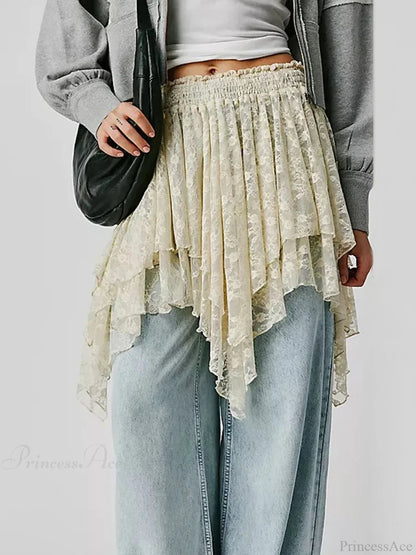 Lace Irregular Hem Skirt