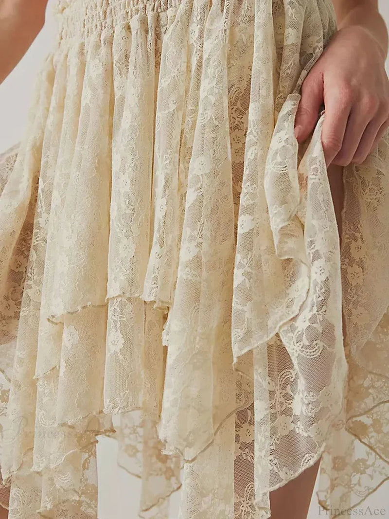 Lace Irregular Hem Skirt