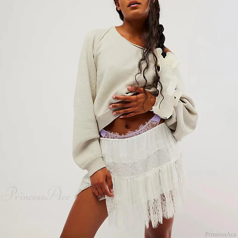 Lace Tiered Slip Skirt