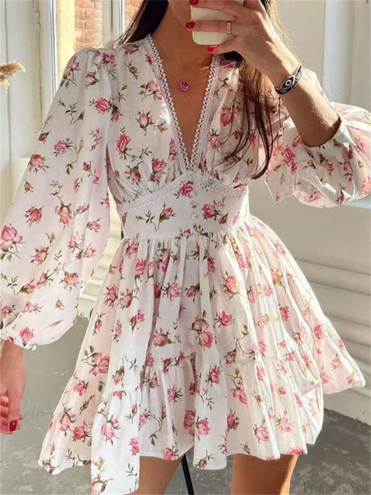 Lantern-sleeve Mini Dress