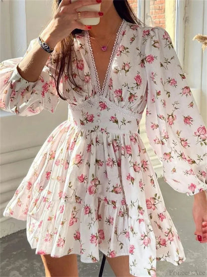 Lantern-sleeve Mini Dress