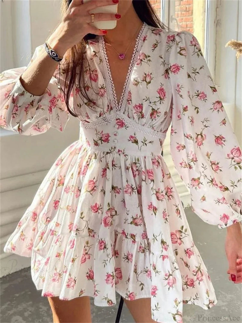 Lantern-sleeve Mini Dress
