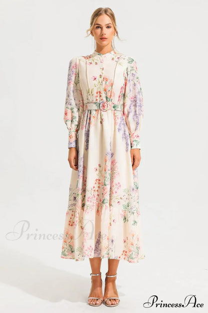 Long Sleeve Charming Maxi Dress With Belt