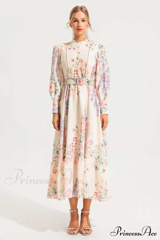 Long Sleeve Charming Maxi Dress With Belt