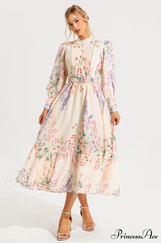 Long Sleeve Charming Maxi Dress With Belt