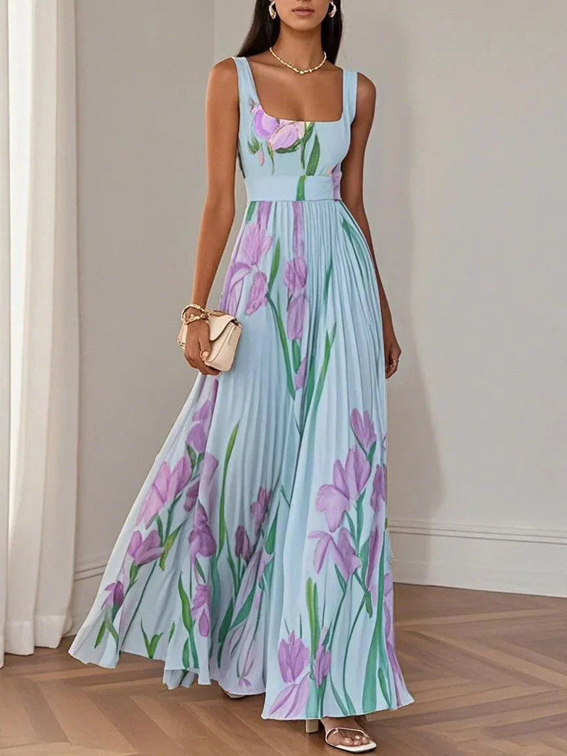 Zinnias - Stylish Pleated Maxi Dress