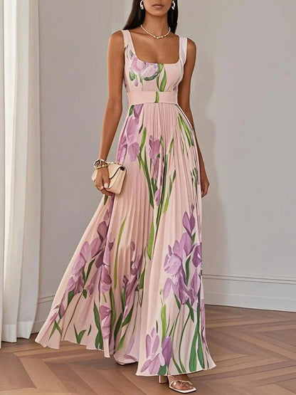 Zinnias - Stylish Pleated Maxi Dress
