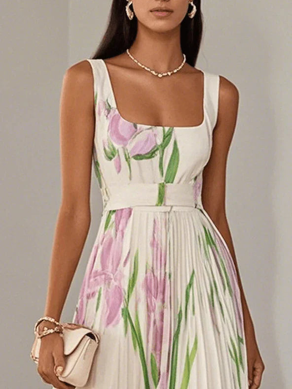 Zinnias - Stylish Pleated Maxi Dress
