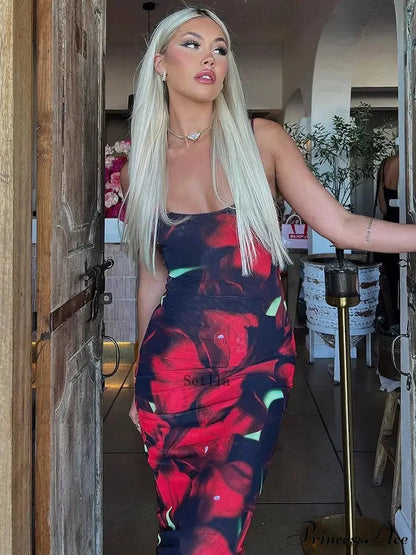 Print Sleeveless Maxi Dress