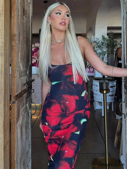 Print Sleeveless Maxi Dress