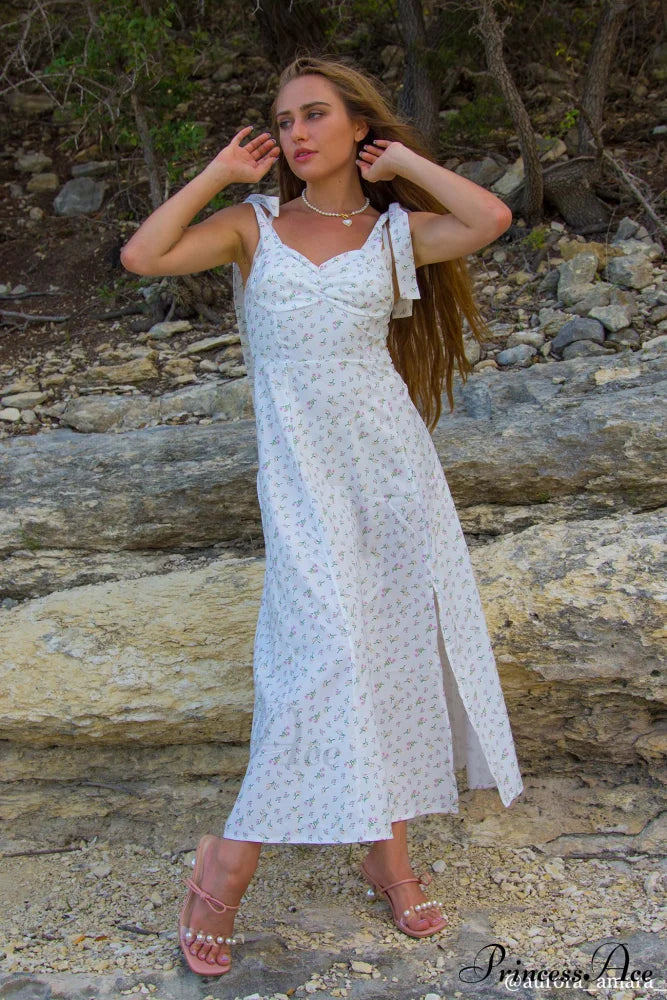 Print Split Dress With Tie-straps