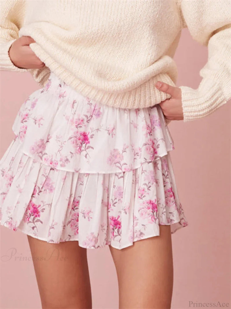 Print Tiered Ruffle Skirt