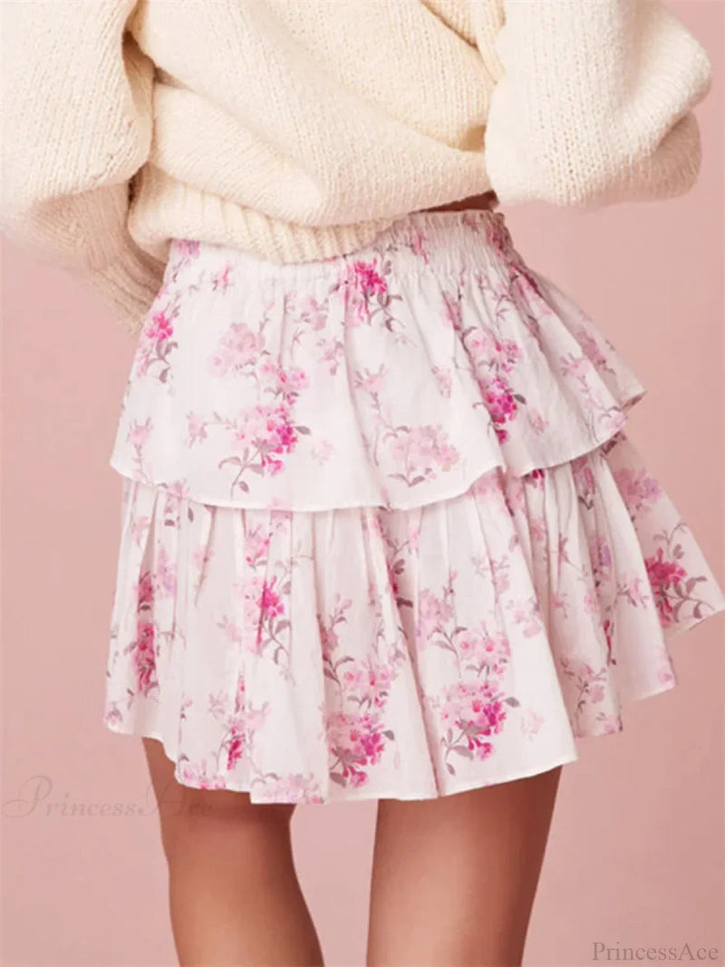 Print Tiered Ruffle Skirt