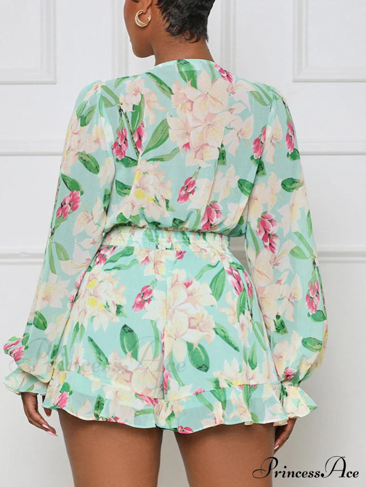 Printed Puff Sleeve Midi Dress
