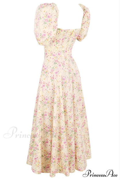 Puff Sleeve Charming Midi Dress