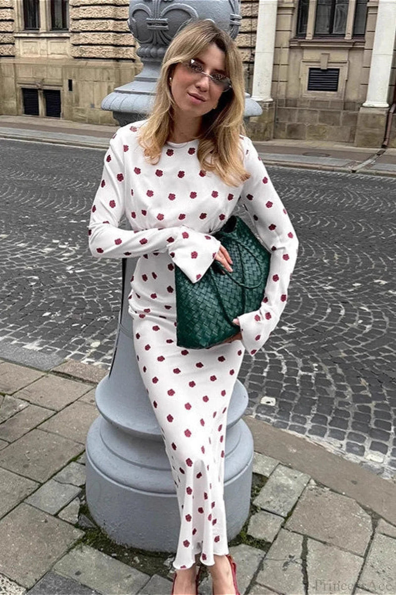 Round Neck Flare Sleeve Fitted Maxi Dress