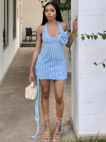 See-through Ruffled Mini Dress