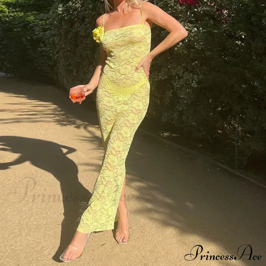 Sheer Lace Maxi Dress