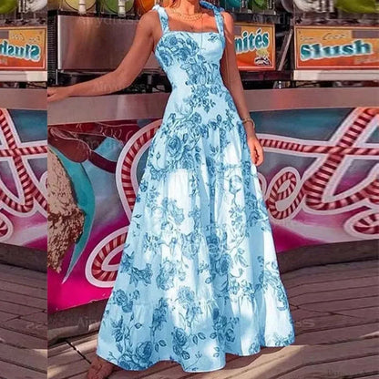 Spaghetti Strap High Waist Maxi Dress