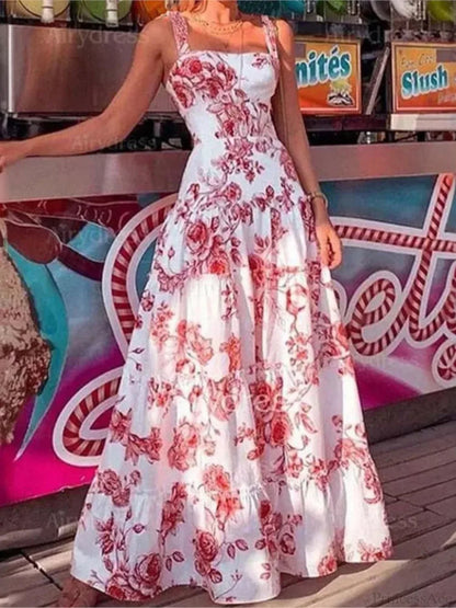 Spaghetti Strap High Waist Maxi Dress