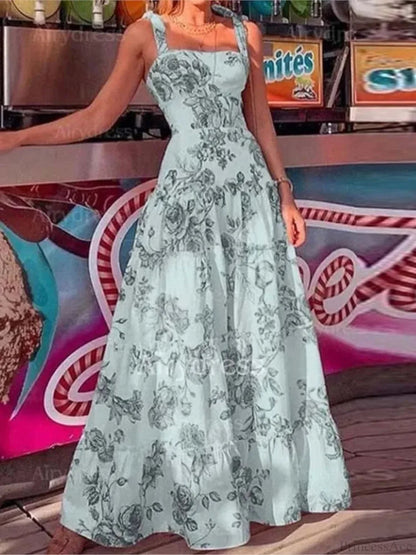 Spaghetti Strap High Waist Maxi Dress