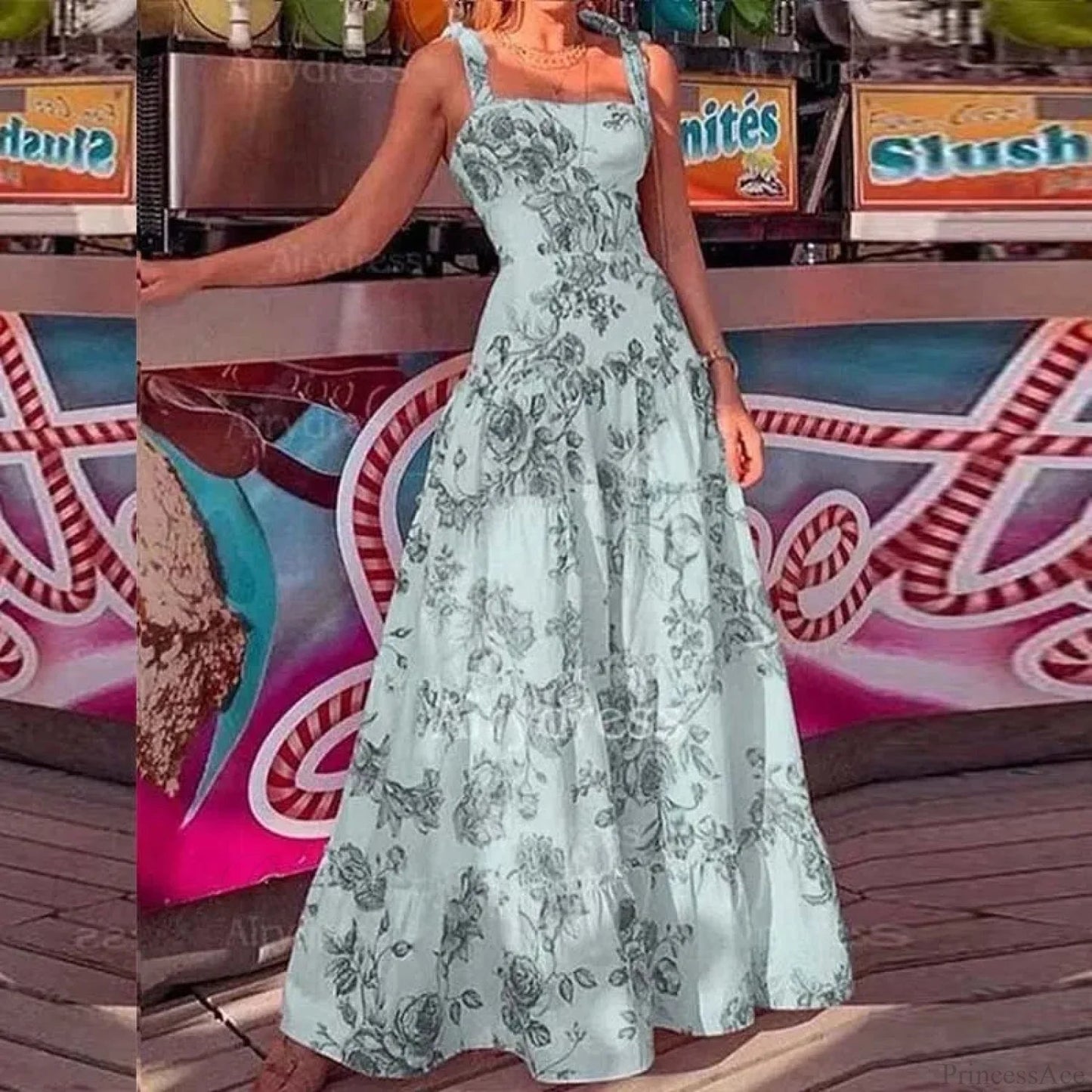 Spaghetti Strap High Waist Maxi Dress