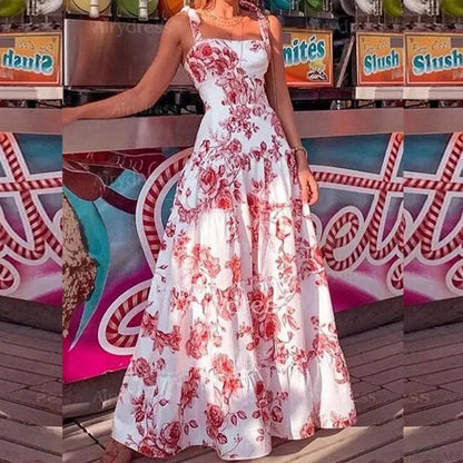 Spaghetti Strap High Waist Maxi Dress